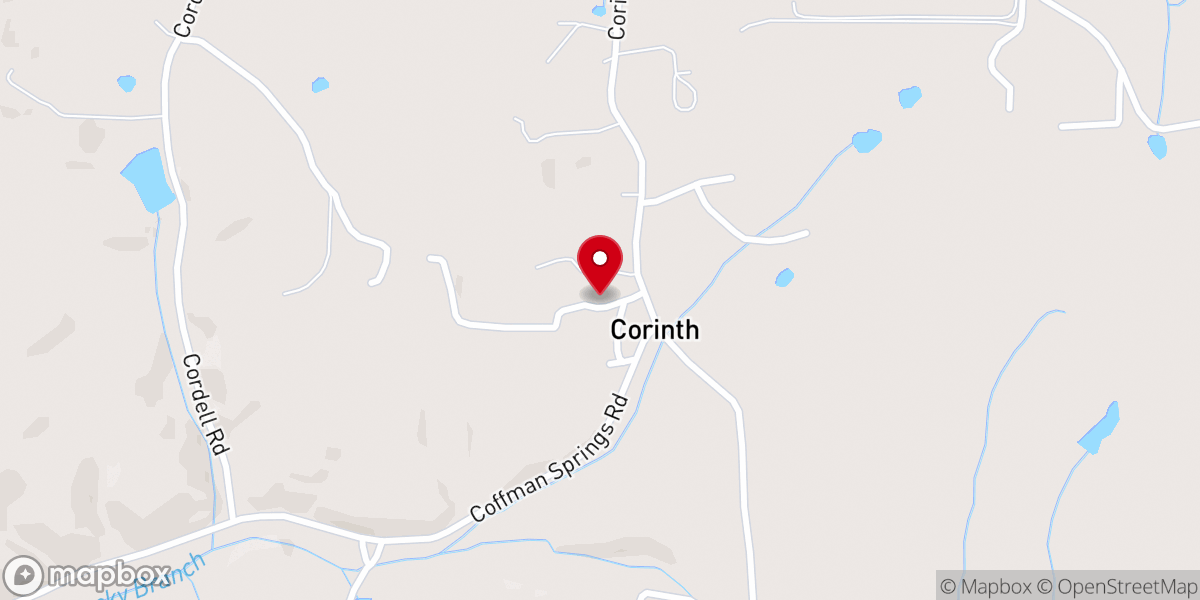 Map showing location of Corinth Baptist Church