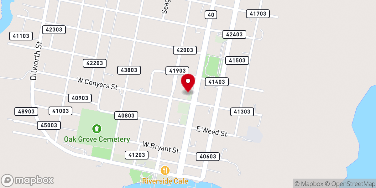 Map showing location of First Presbyterian Church