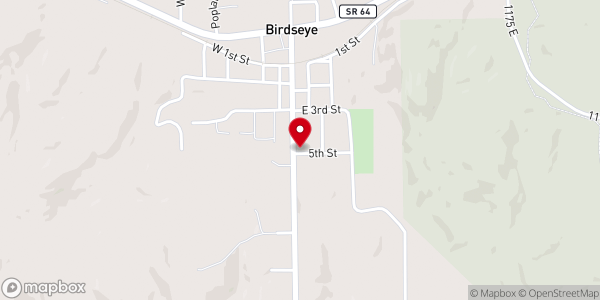 Map showing location of Birdseye Christian Church