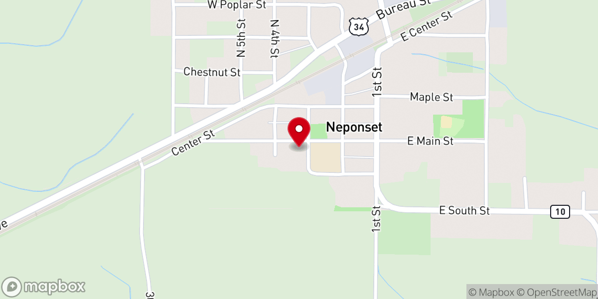 Map showing location of Neponset United Methodist Church