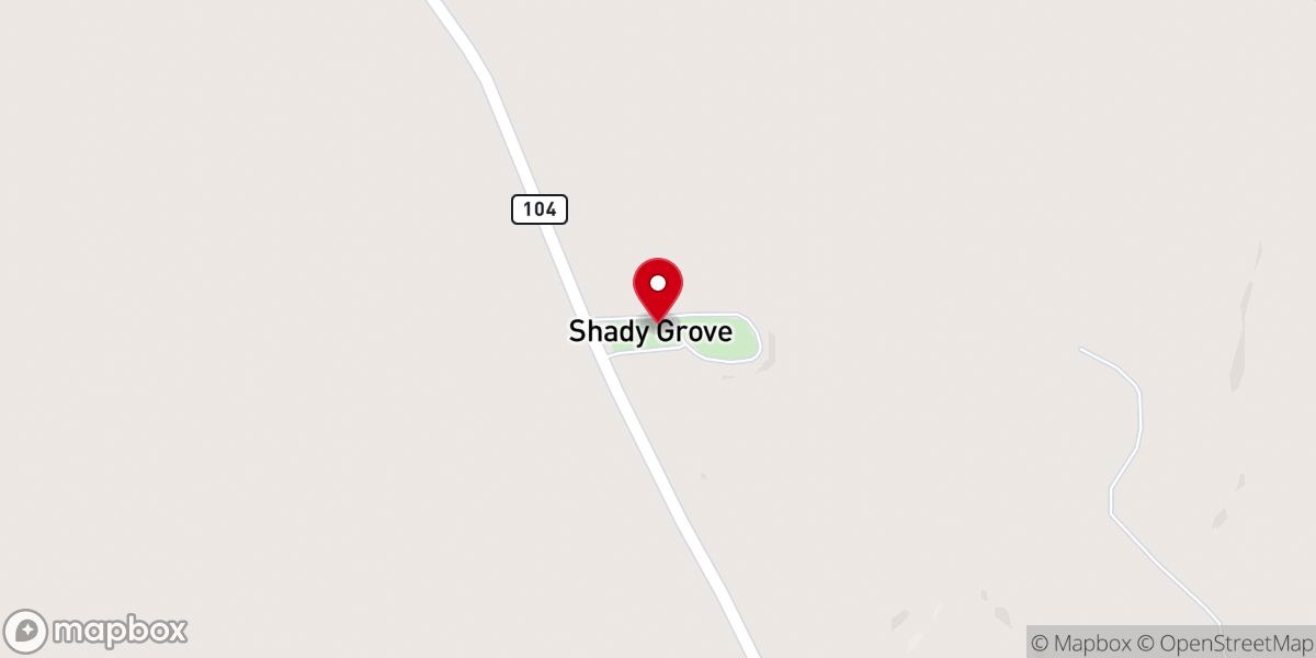 Map showing location of Shady Grove Church