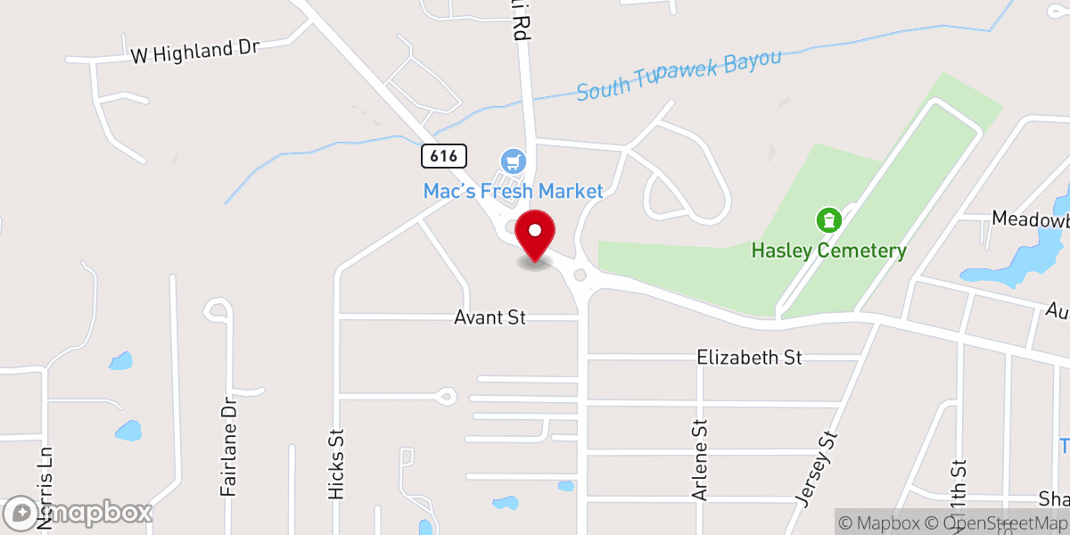 Map showing location of Highland Baptist Church