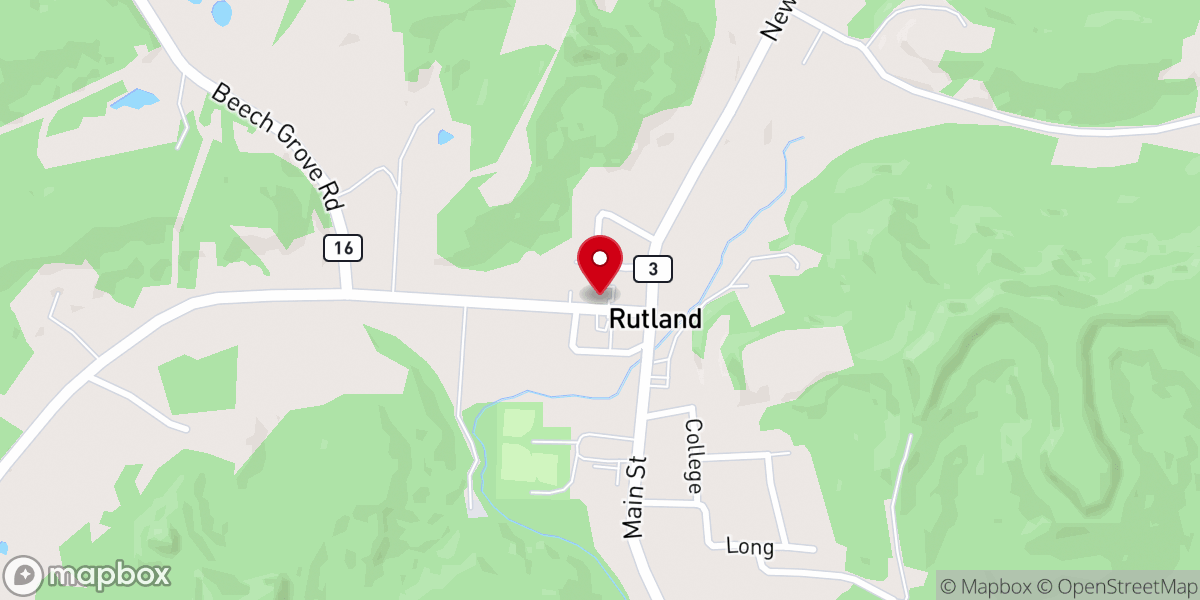 Map showing location of Rutland Freewill Baptist Church