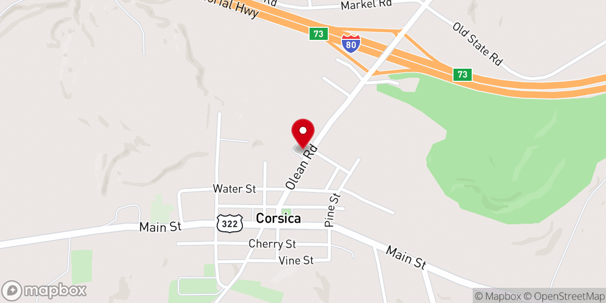 Map showing location of Corsica United Methodist Church