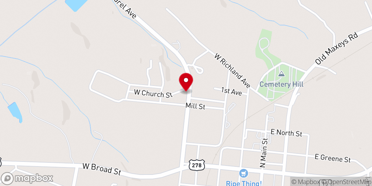 Map showing location of West End Baptist Church