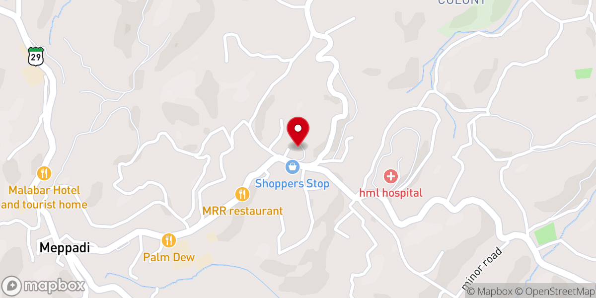 Map showing location of Moopanad LC Church Meppadi