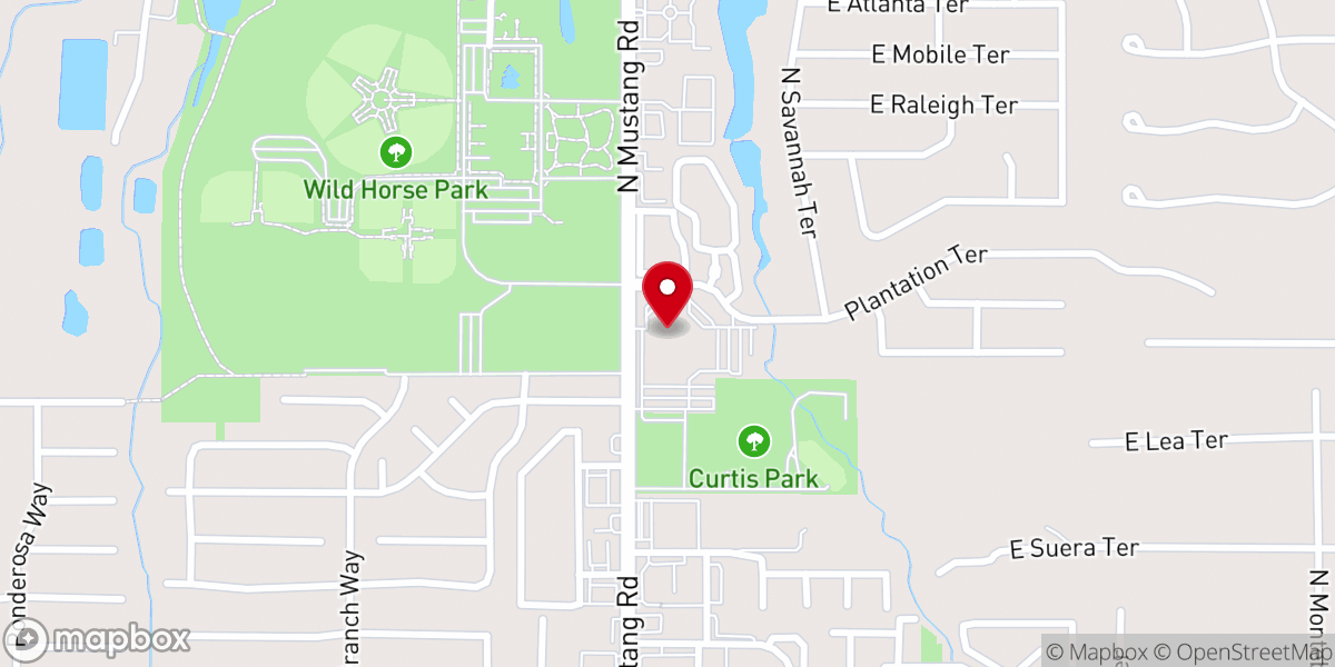 Map showing location of First Baptist Mustang