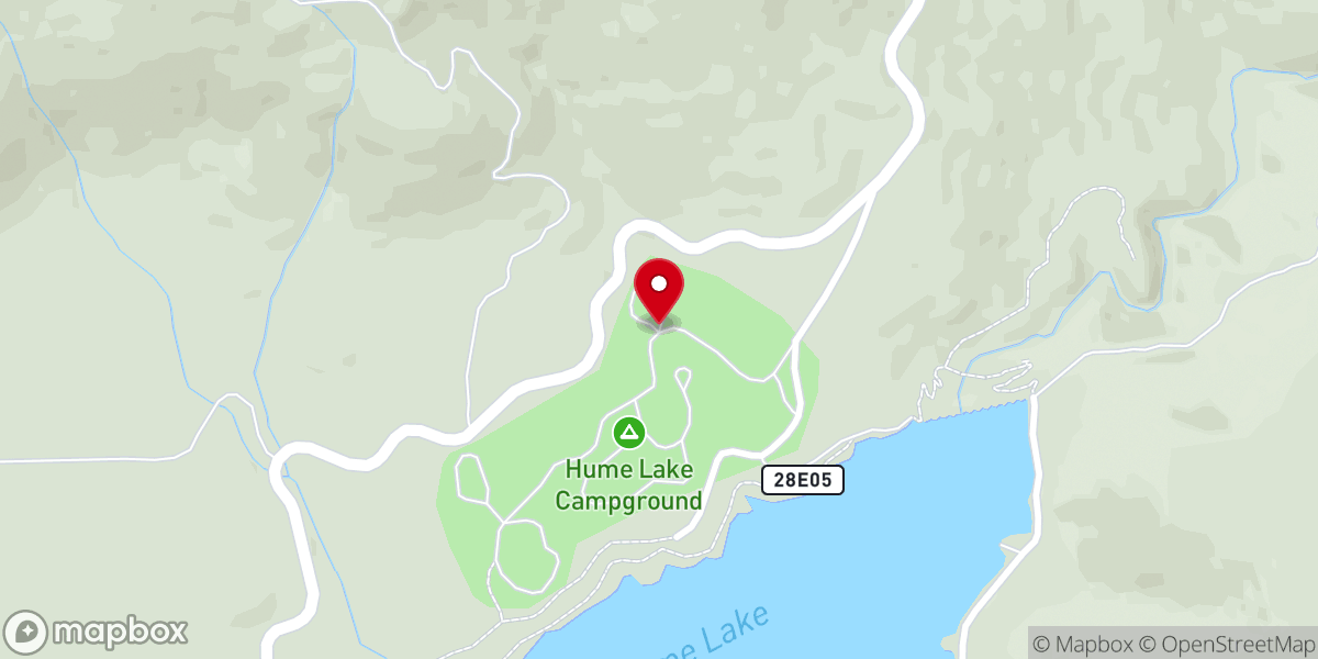 Map showing location of Hume Lake Campground