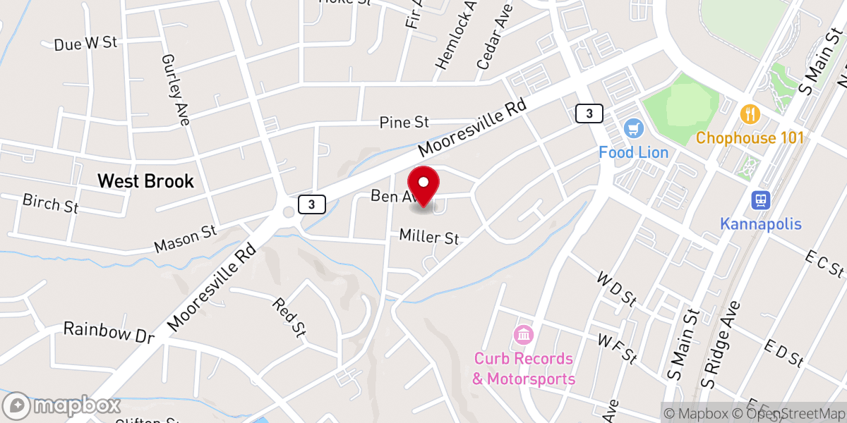 Map showing location of Ben Avenue Free Will Baptist Church