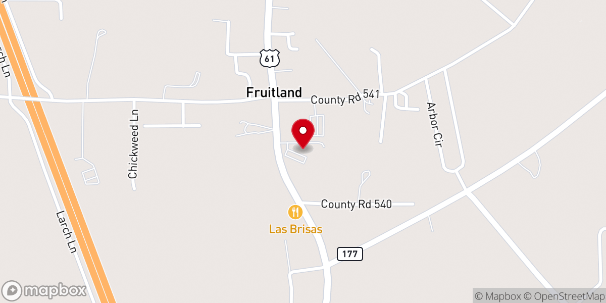 Map showing location of Fruitland Community Church