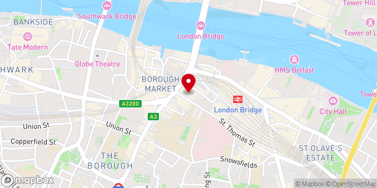Map showing location of St Thomas' Church, Southwark