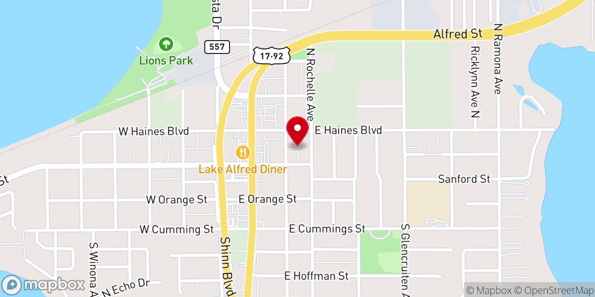 Map showing location of First Baptist Church - Food Distribution Center
