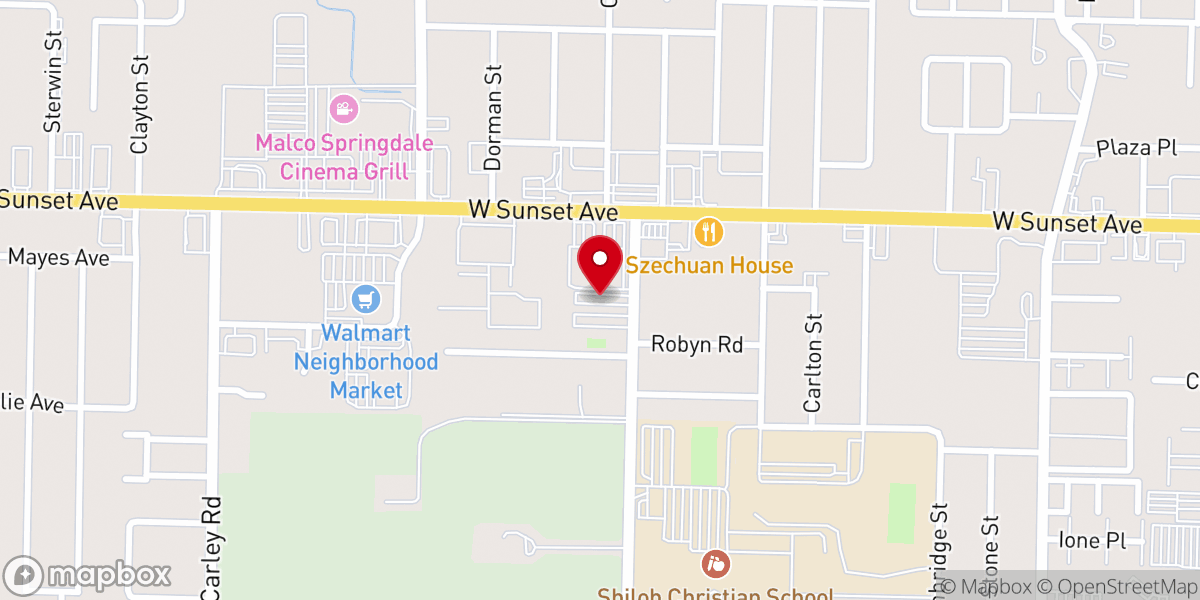 Map showing location of Westside Free Will Baptist Church