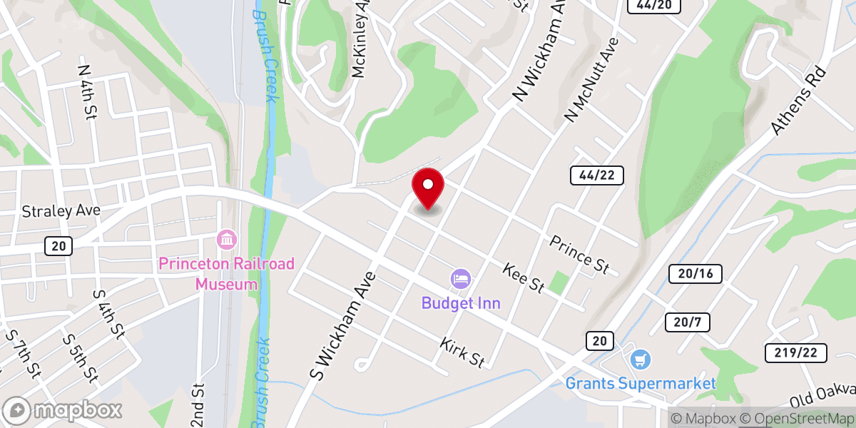 Map showing location of Princeton Cooperative Parish Food and Clothing Pantry