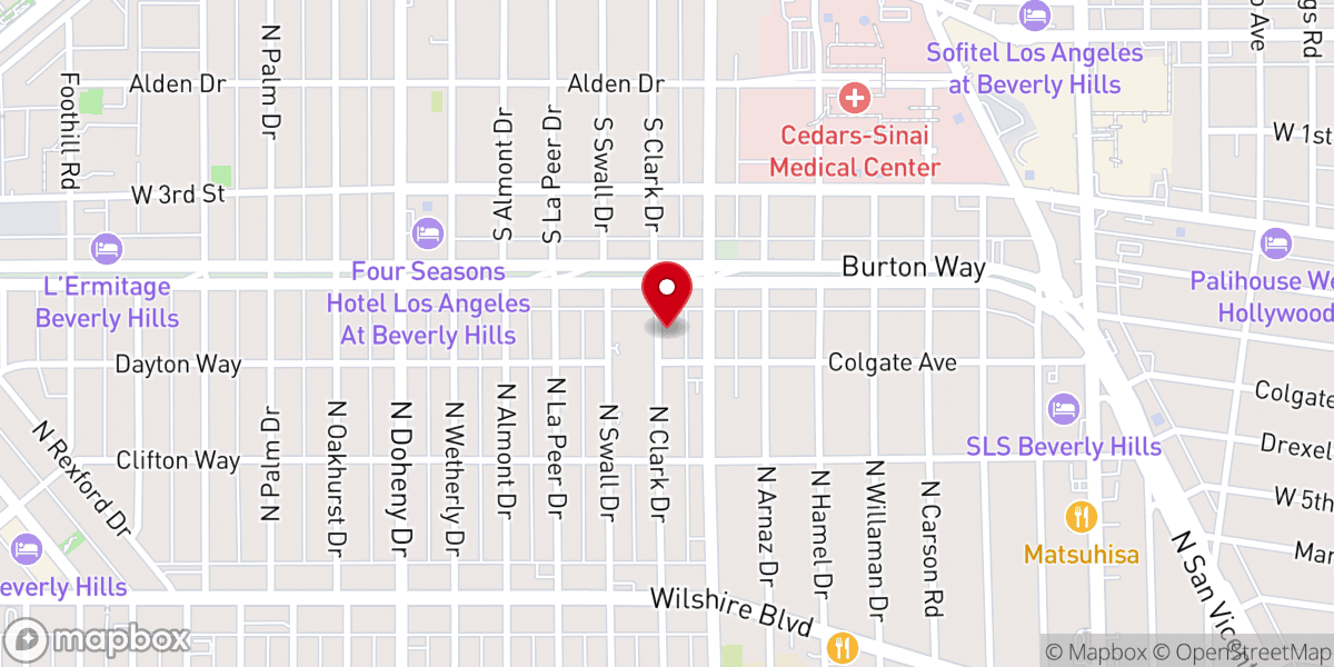 Map showing location of Temple Emanuel of Beverly Hills