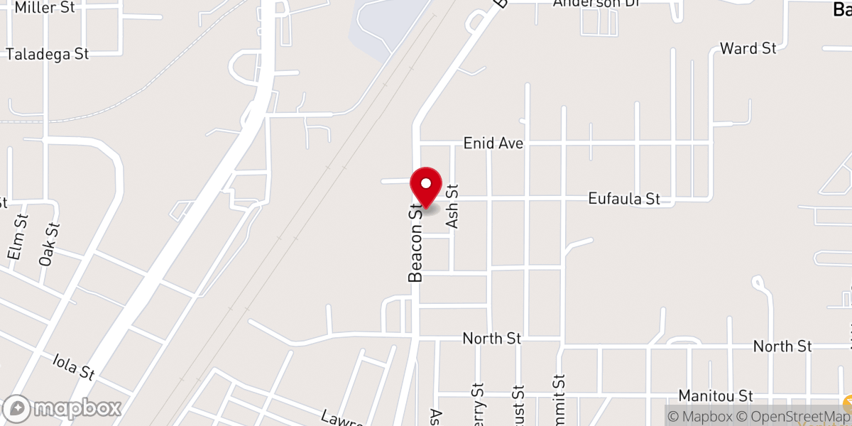 Map showing location of Ash Street Baptist Church