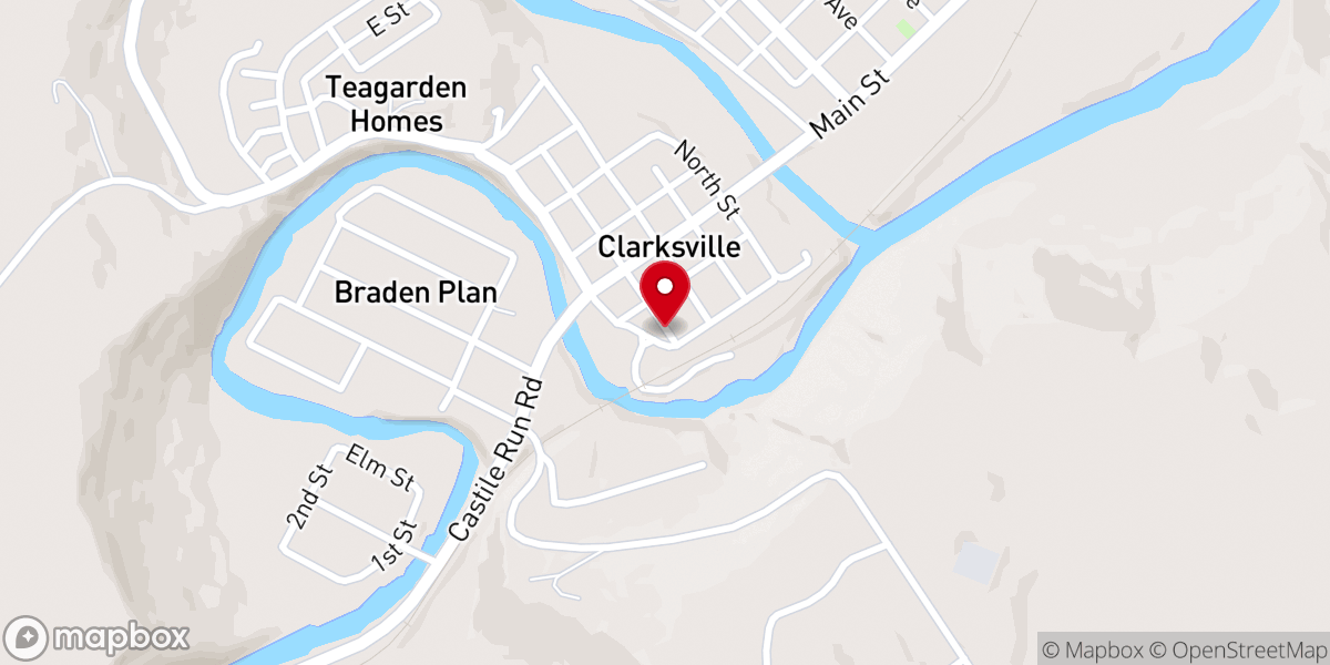 Map showing location of East Bethlehem Baptist Church
