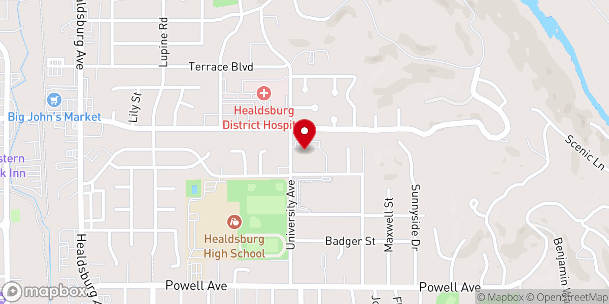 Map showing location of Healdsburg Community Church