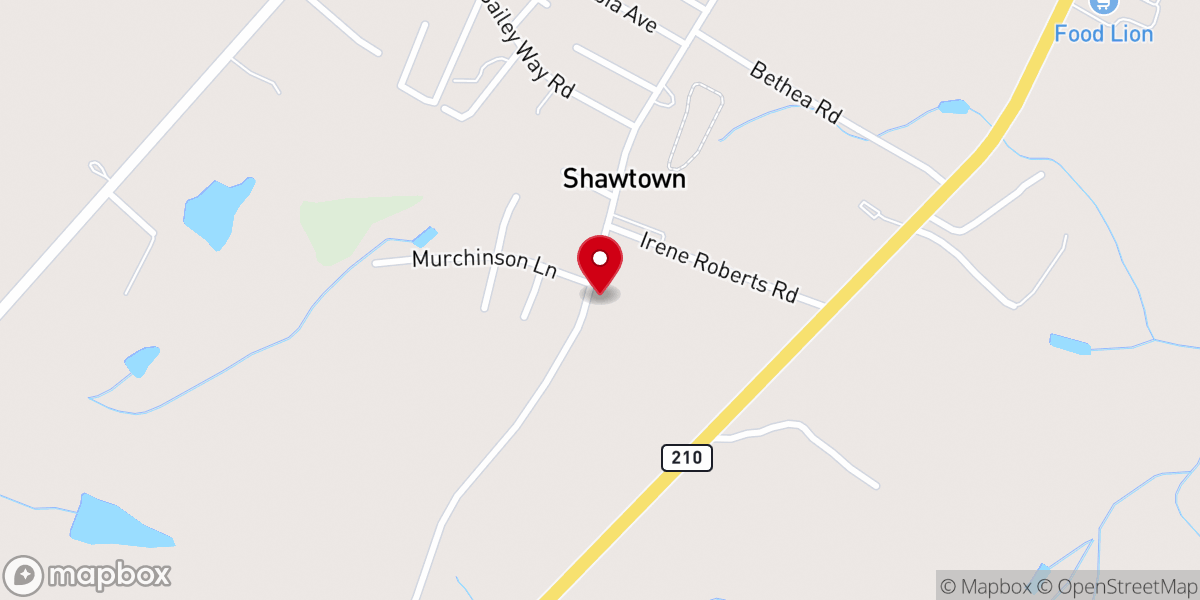 Map showing location of Lillington First Presbyterian Church