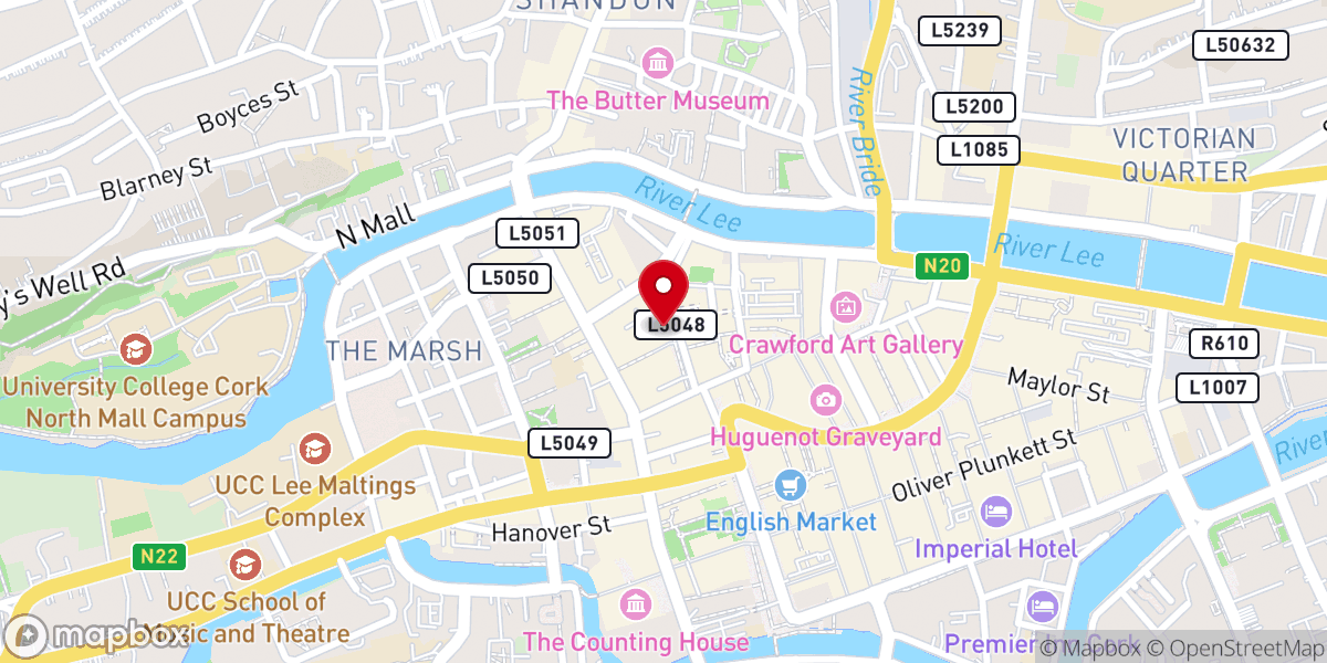 Map showing location of The Old Town Whiskey Bar at Bodega