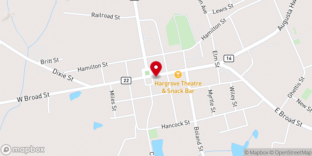 Map showing location of Hancock Gospel Center