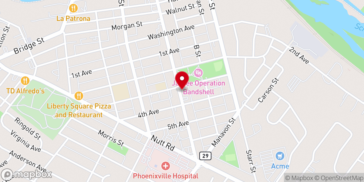Map showing location of Phoenixville Seventh Day