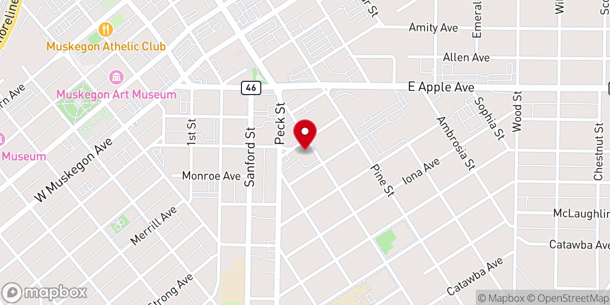 Map showing location of Bethany Church Muskegon