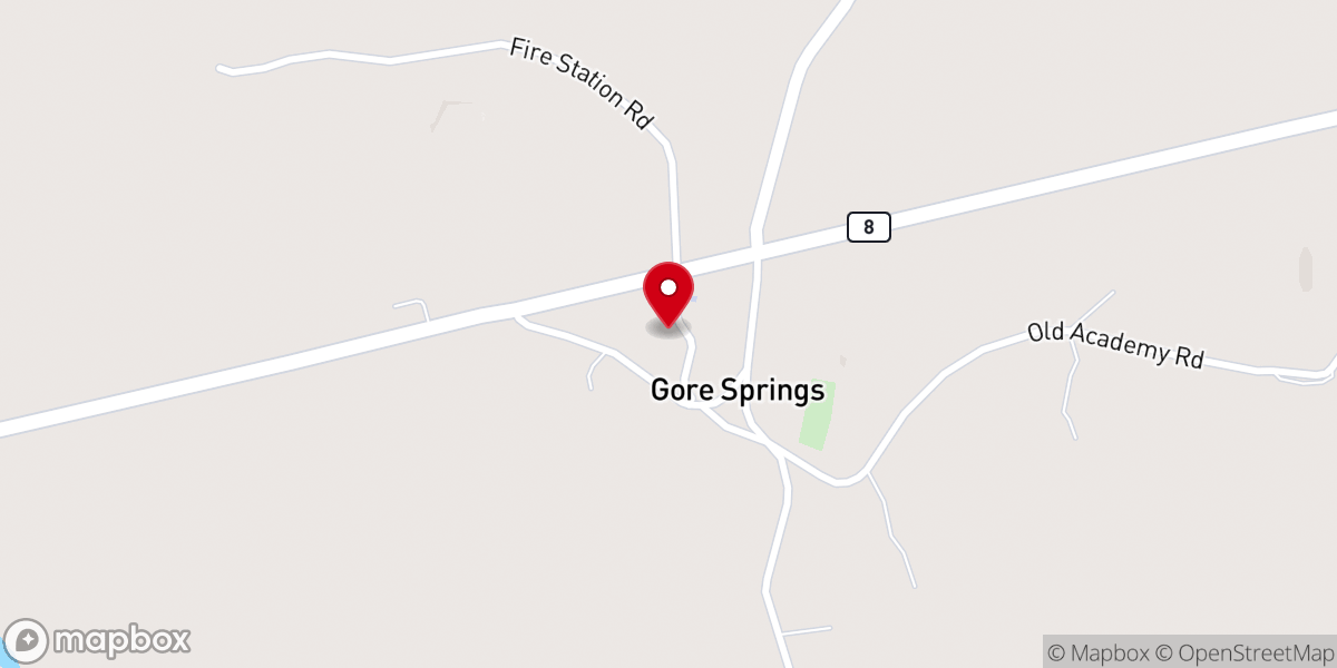 Map showing location of Gore Springs Community Center