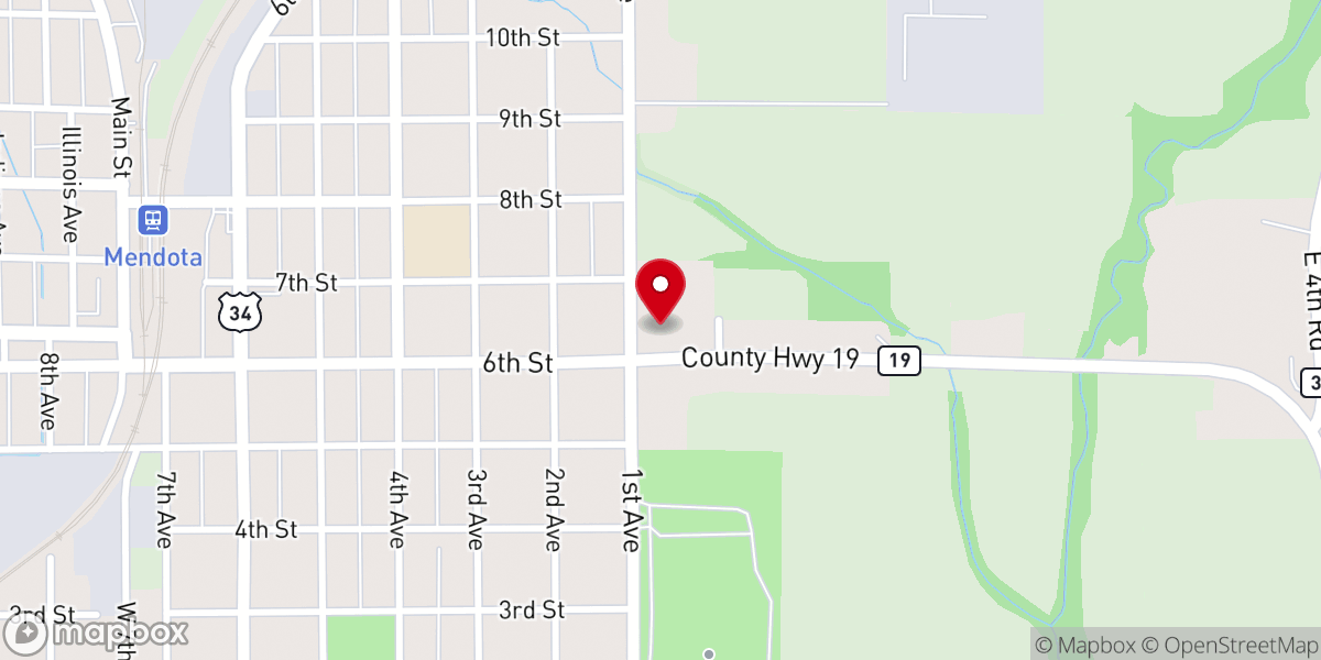 Map showing location of First United Methodist Church of Mendota
