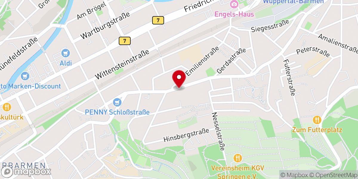Map showing location of Evangelische Gemeinde Unterbarmen Süd, Gemeindezentrum Meckelstraße