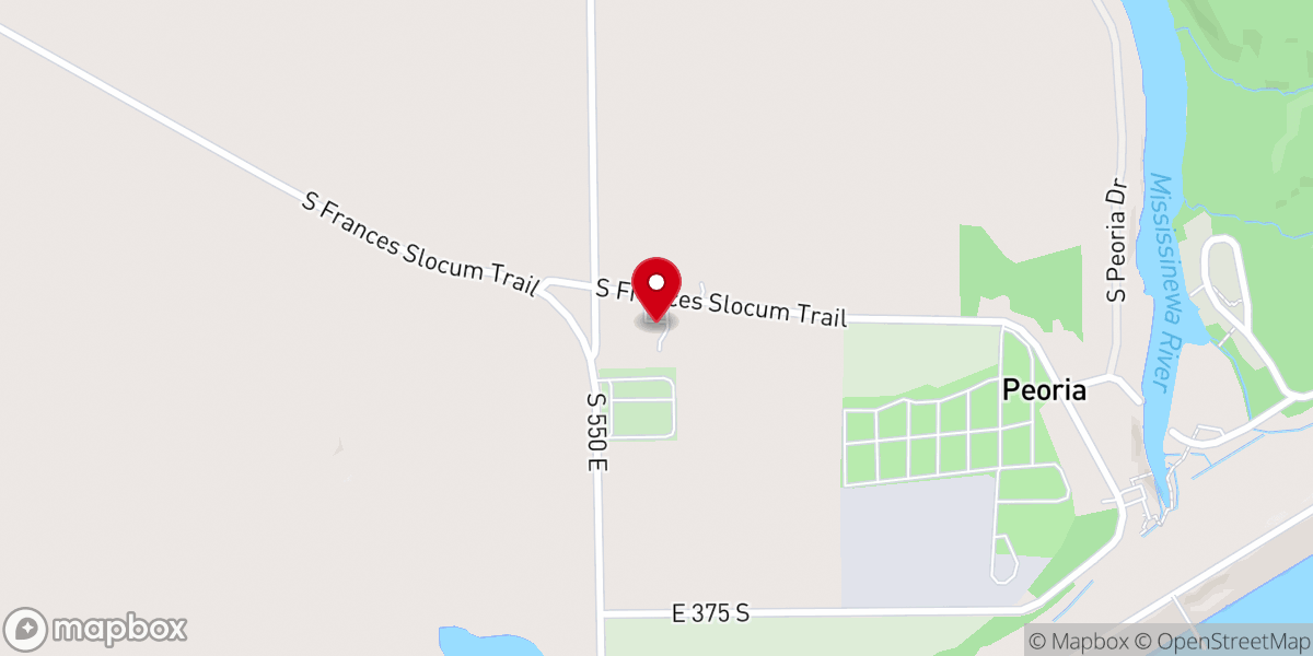 Map showing location of Peoria Church