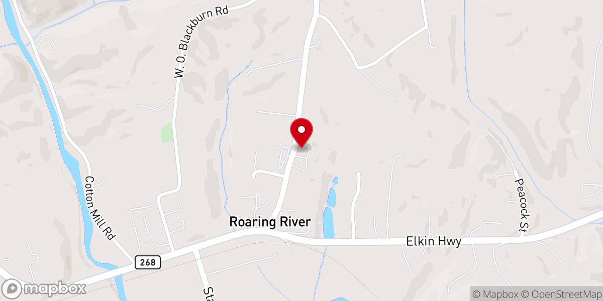 Map showing location of Roaring River Baptist Church