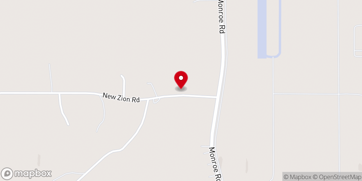 Map showing location of New Zion Baptist Church