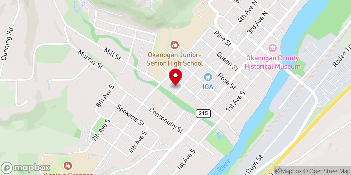 Map showing location of New Life Church of Okanogan