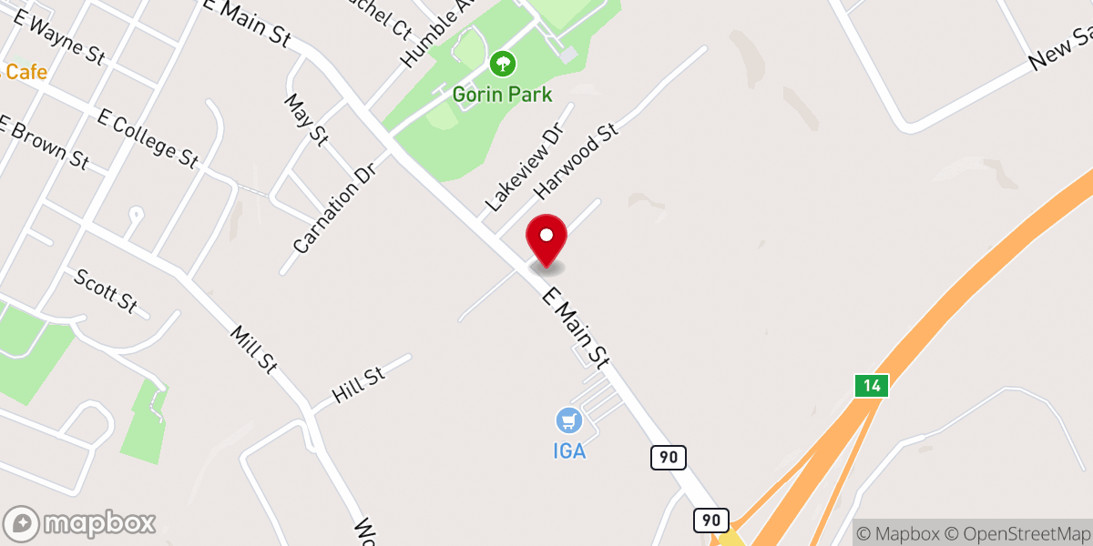 Map showing location of Cornerstone Church on East Main