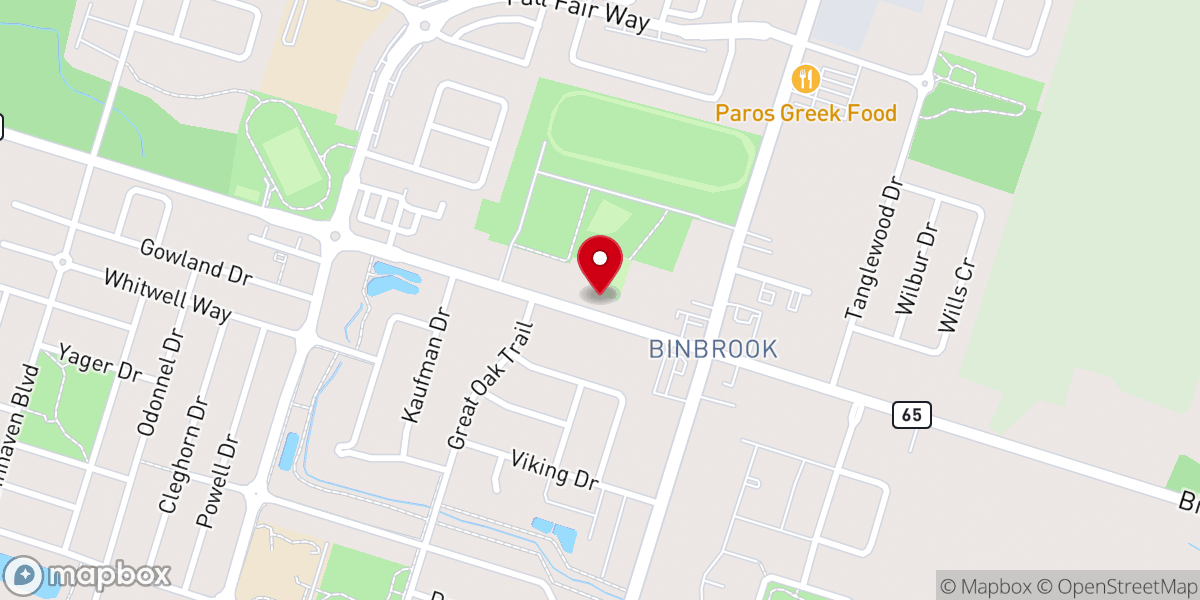 Map showing location of Binbrook Baptist Church