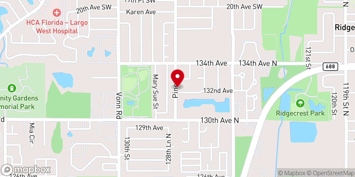 Map showing location of Mt. Olive Missionary Baptist