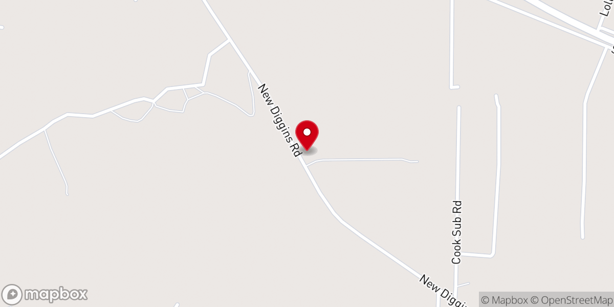Map showing location of New Diggins Tabernacle