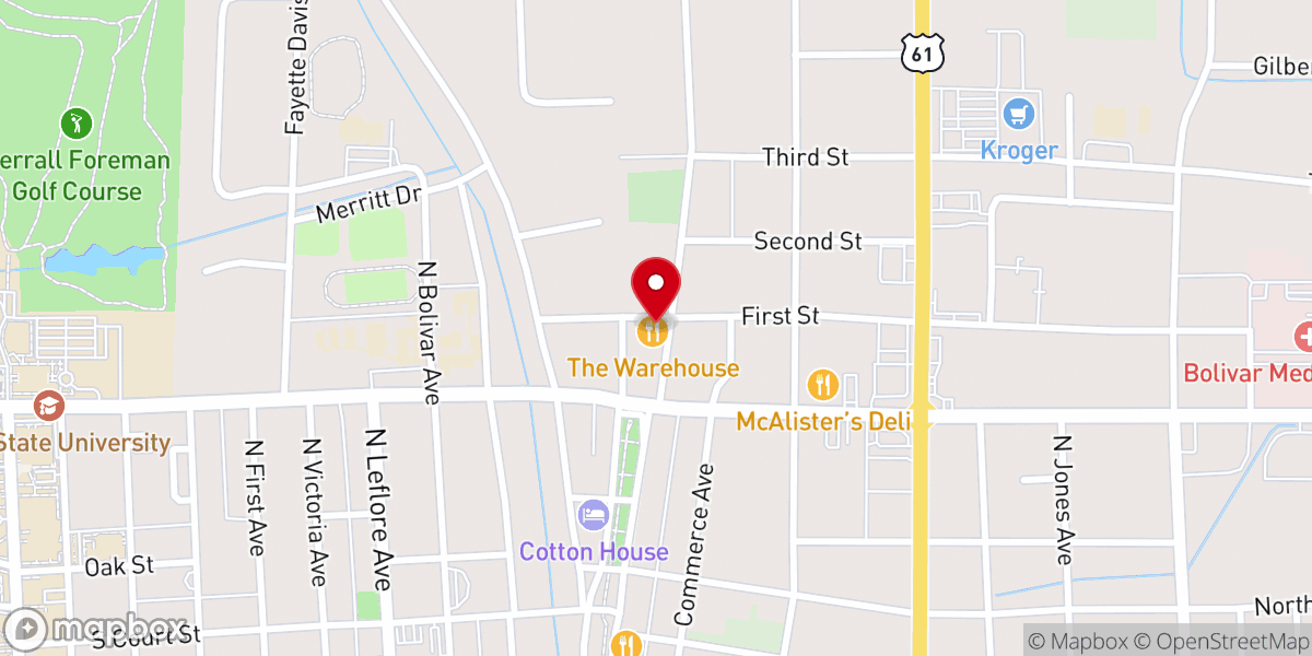 Map showing location of The Warehouse