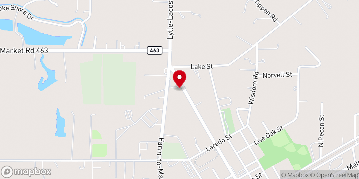 Map showing location of Lytle First Baptist Church