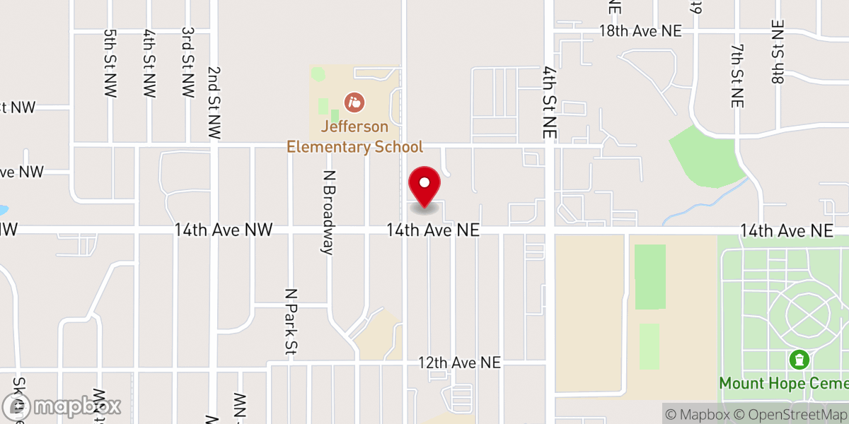 Map showing location of First Baptist Church of Watertown