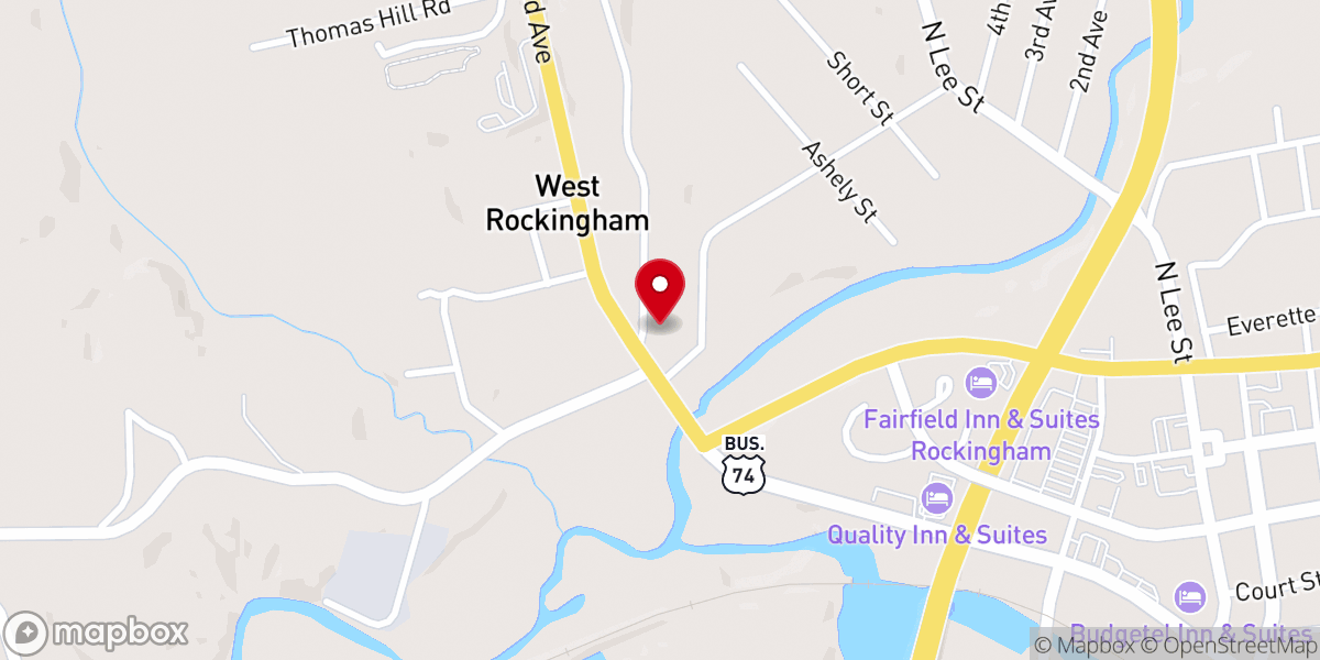 Map showing location of West Rockingham Church of God