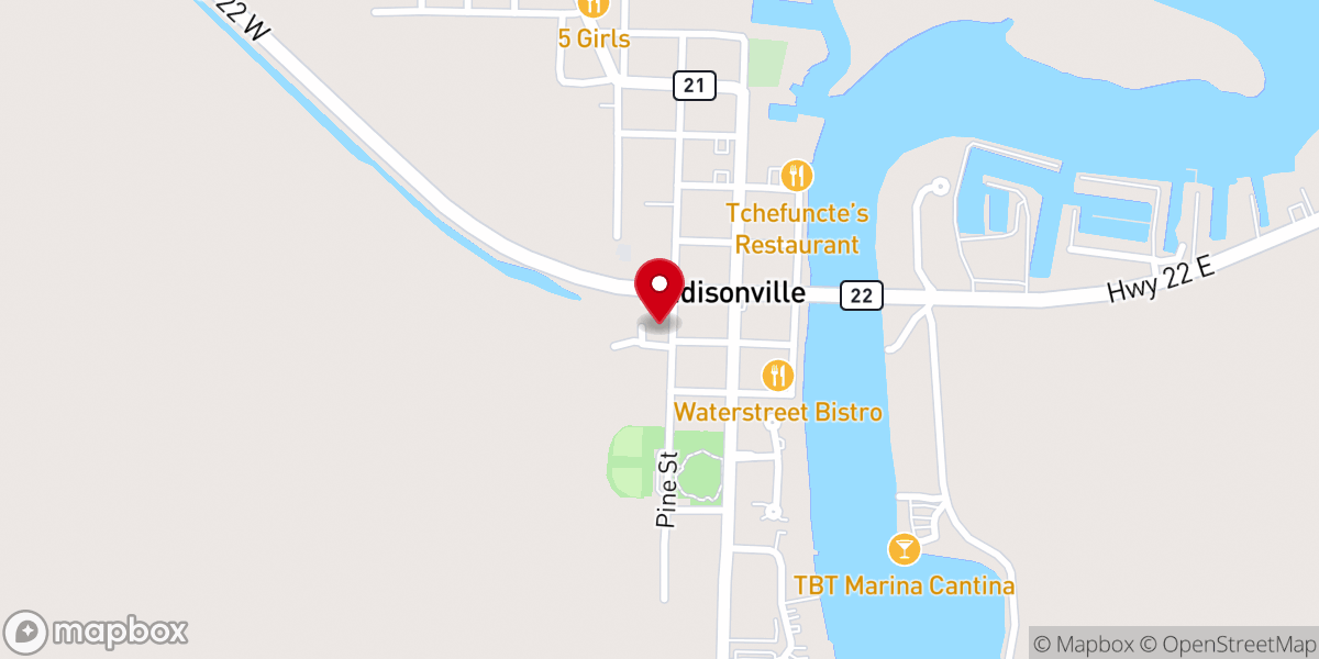 Map showing location of Hopewell Baptist Church