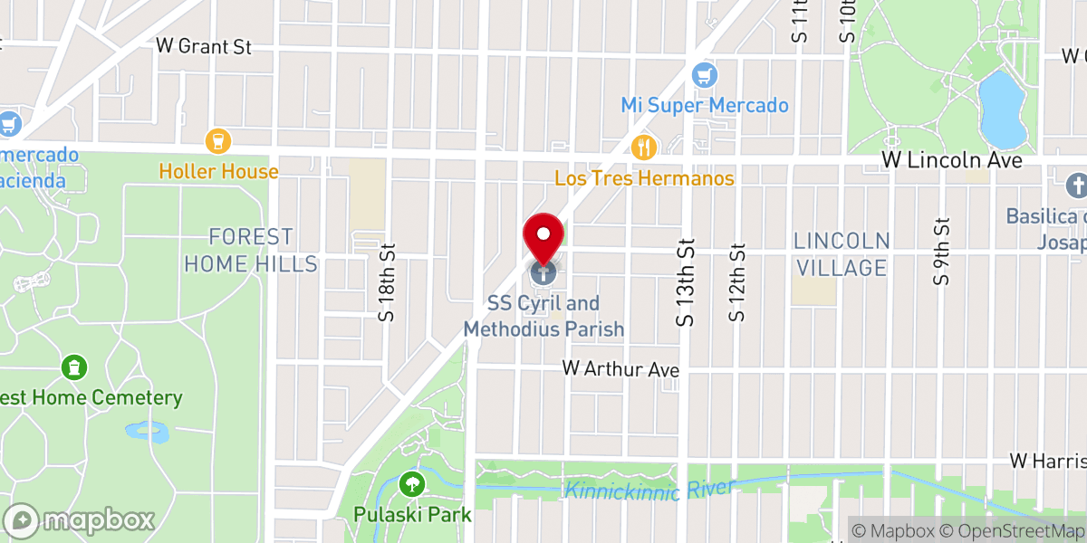 Map showing location of SS Cyril and Methodius Parish