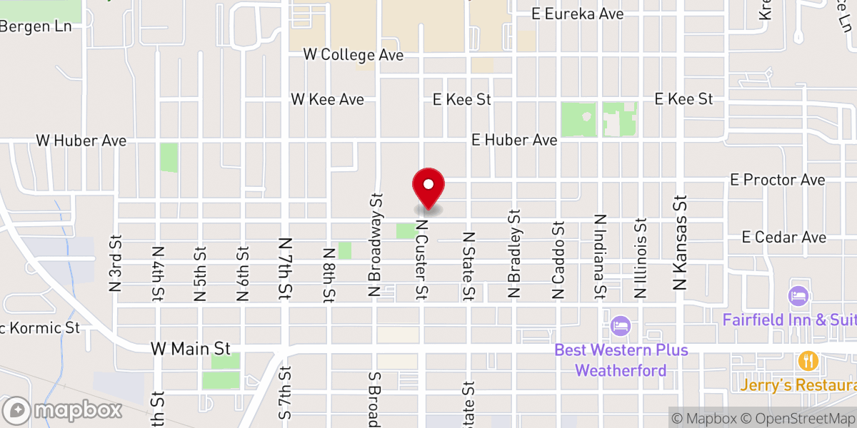 Map showing location of New Life Family Worship Center