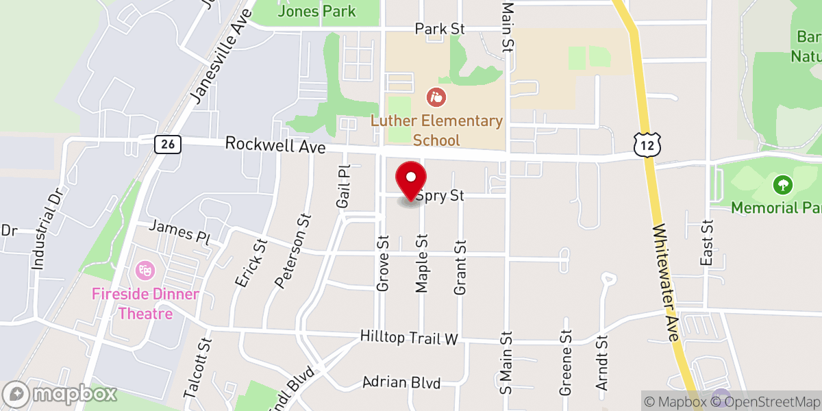 Map showing location of Life Church of Fort Atkinson