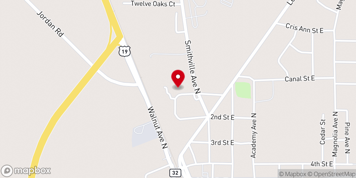 Map showing location of Wooten Church