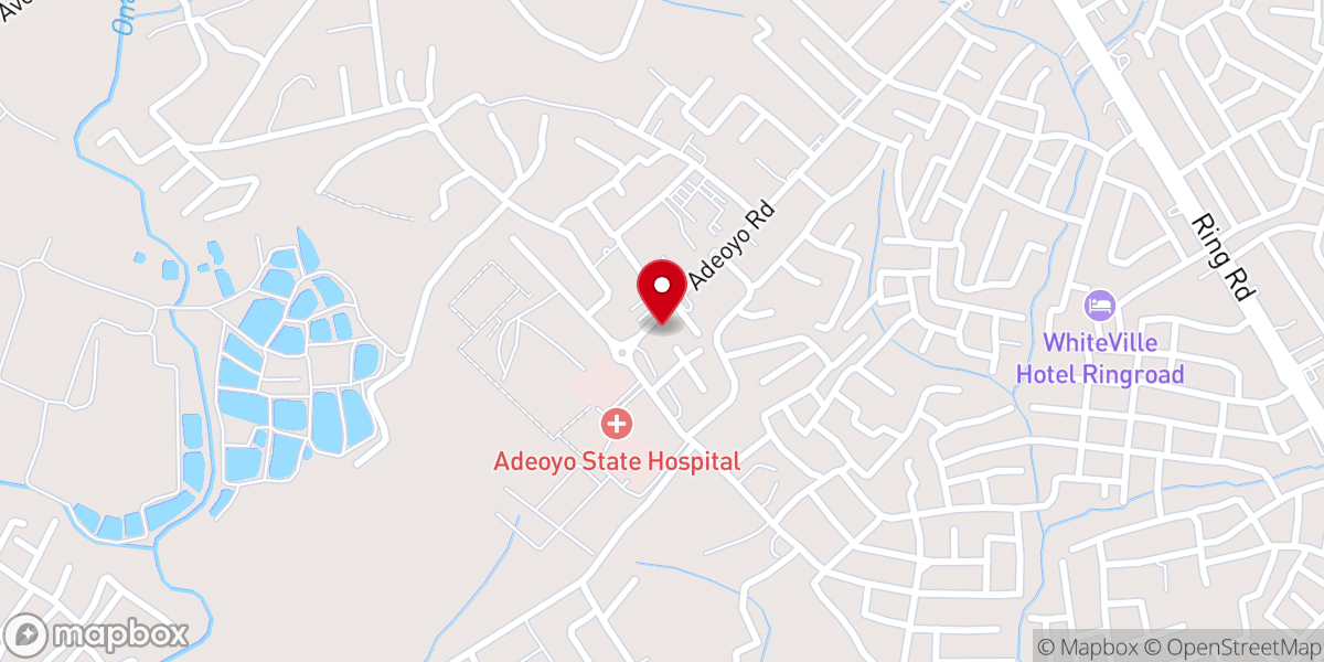 Map showing location of Living Faith Church, Adeoyo