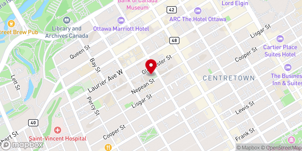 Map showing location of Saint Patrick Basilica
