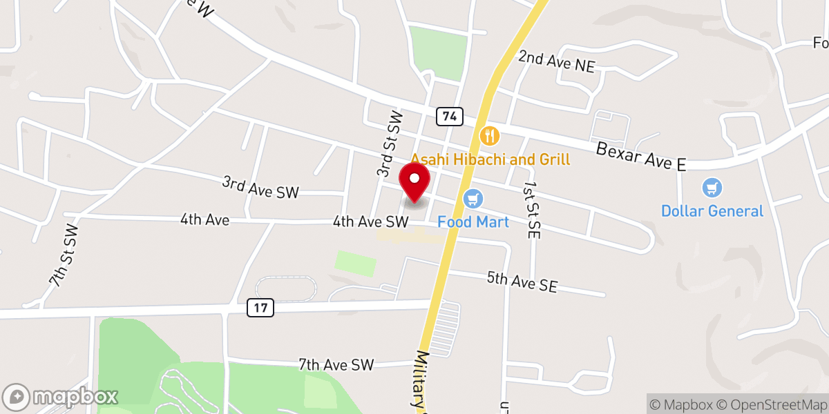 Map showing location of First Baptist Church of Hamilton